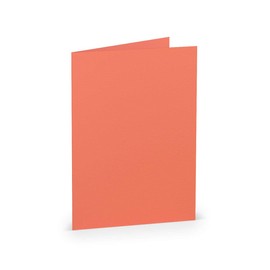 PAPERADO 50 Folding Cards DIN B6 Coral Ribbed Salmon Apricot - Folded Cards Pre-folded Blank 220 g/m² - 12 x 16.9 cm - Folding Cards Craft Invitation Cards Wedding Communion