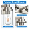 MELUCEE Brushed Nickel Bathroom Light Fixture with Clear Glass Shade,
