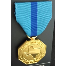 GOLD Texas State Guard Achievement Medal with Silk Moiré Ribbon