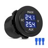 MICTUNING LED Digital Double Voltmeter, Round Panel Voltage Monitor Blue