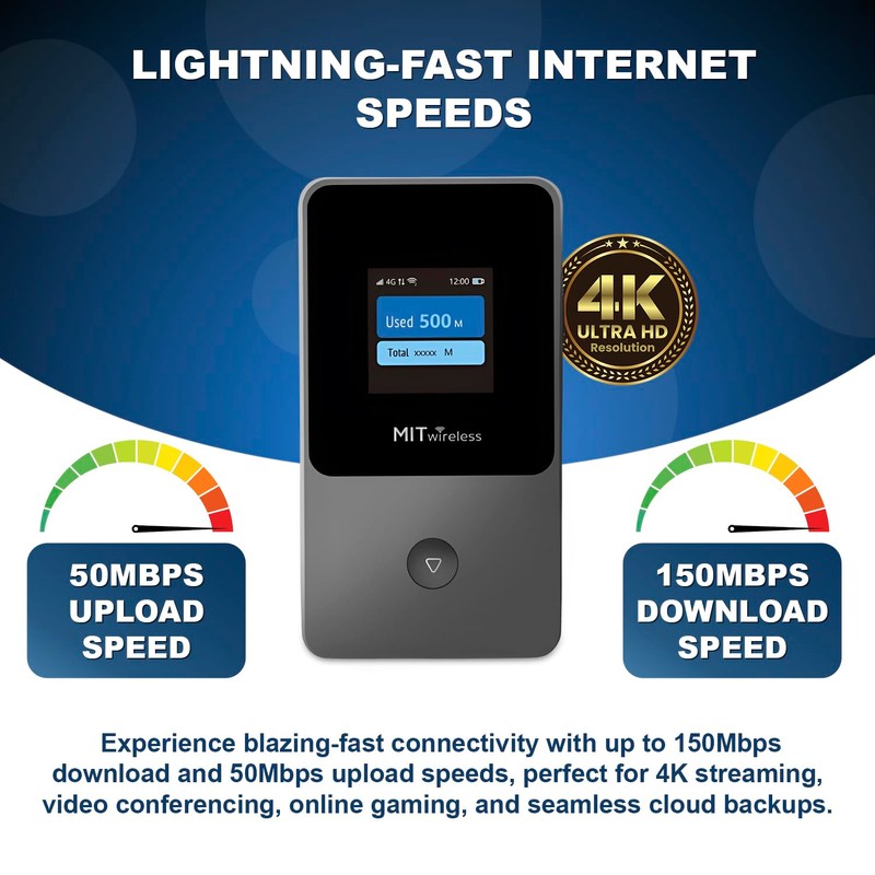 MITwireless T8+ Portable WiFi Hotspot | 4G LTE Mobile Internet