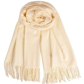 YELYAN Women's Cashmere Scarf Winter Fine Knit Neckerchiefs Stole Wrap Scarf Warm Neckerchief, White
