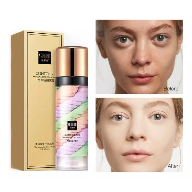 SENANA MARINA Base Maquillaje Corrige E Ilumina Tricolor Impermeable 40g