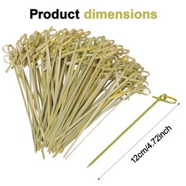 100 Pcs Bamboo Cocktail Picks Toothpicks, Bamboo Knot, Natural BambooKnot Skewers for Appetizers Natural BambooKnot Skewers Mini Food Sticks for Drinks Canapes Appetizers Party Supplies (12cm)