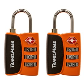 TravelMore 2er-Pack Open Alert Indikator TSA-Approved Gepäckschloss 3-stellig für Reise, Koffer & Gepäck (Orange)