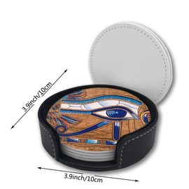 Ancient Egyptian Drinks Coasters With Holder, Suitable For Kinds Of Cups, Set Of 6
