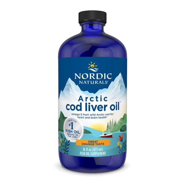 Nordic Naturals Arctic Cod Liver Oil, Orange - 16 oz - 1060 mg Total Omega-3s with EPA & DHA - Heart & Brain Health, Healthy Immunity, Overall Wellness - Non-GMO - 96 Servings