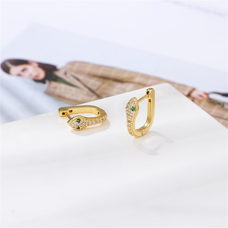 ALRNBY Gold Snake Earrings for Women Dainty Hoop Huggie with