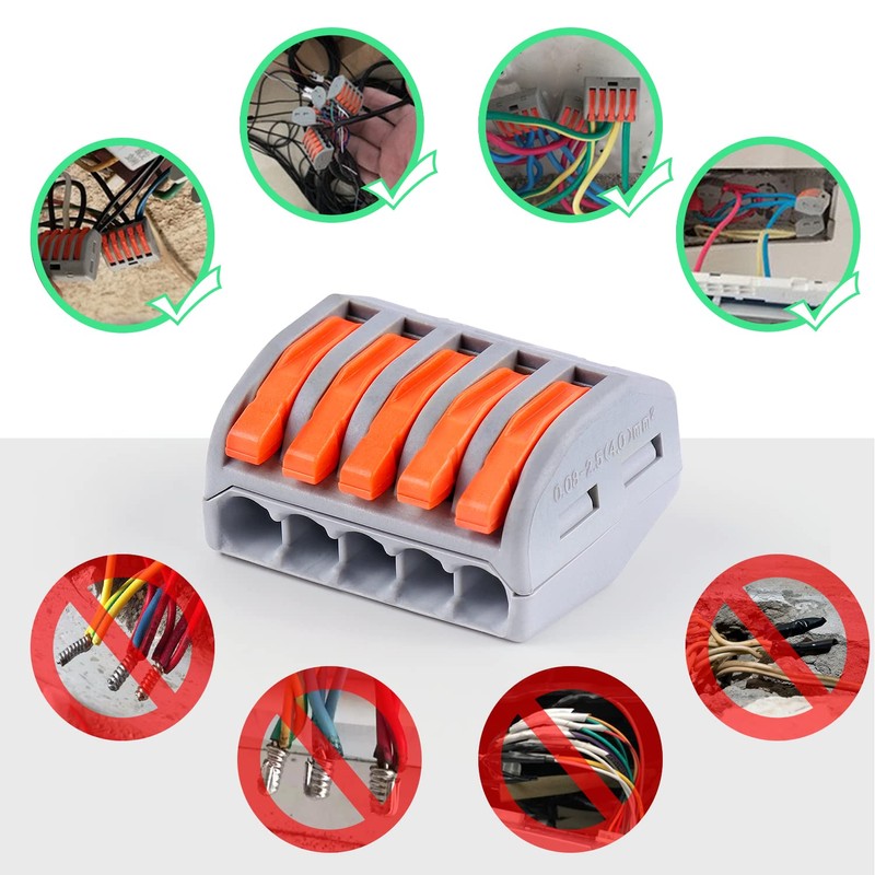 Delgada 100PCS Compact Wire Connector Nuts Kit -Reusable Push-in Terminals