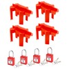 QWORK 4 Set of Red Ball Valve Lockout Device for