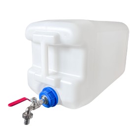 pokm toolsmarket - Water Canister with 1/2 Inch Tap, Canister for Drinking Water, BPA-Free Water Container, Plastic, Ideal for Camping, EU Production, White - 10 Litres