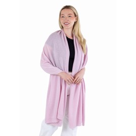 Manio Cashmere 100% Cashmere Knitted Wrap Shawl Extra Large Scarf Stole (Pink)