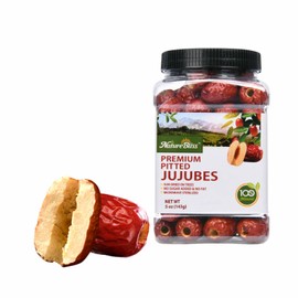 NatureBliss Sun Dried Pitted Jujube Date, Chinese Red Date, No Added Sugar, Non GMO, Sweet Dried Jujube Fruit for Snacking, Salad，Brewing Tea, Soup, Baking, Oatmeal,Large-size Jujubees（Net Weight:5 Ounce)