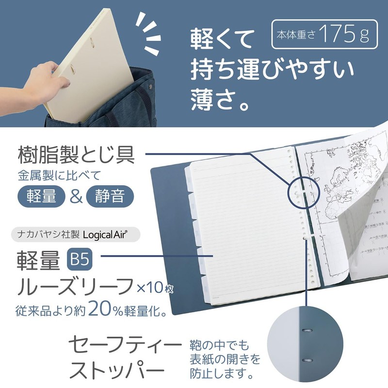 Lihit Lab Printed Loose Binder B5 Olive N3120-22