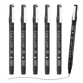 EYEYE Micro Pen Black Drawing Art Pens,6 Pack 0.25mm Archival Pen Waterproof Ink Set Artist Supplies Archival Inking Markers Sketch Outline Pens, Precision Drawing and Sketching Kit