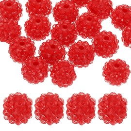 PATIKIL 14mm Resin Rhinestone Beads for Beadable Pen, 20 Pack Ball Disco Sparkly Chunk Round Focal Bubblegum Beads for Jewelry Making Craft Necklace Chain Bracelets DIY, Red