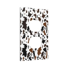 Nijuodnijir Outlet Covers Rustic Cowhide Highland Cow Milk Cow 1 Gang Duplex Light Switch Cover Decorative Switch Plates Electrical Receptacle Faceplate Wall Plate For Farmhouse Home Decor