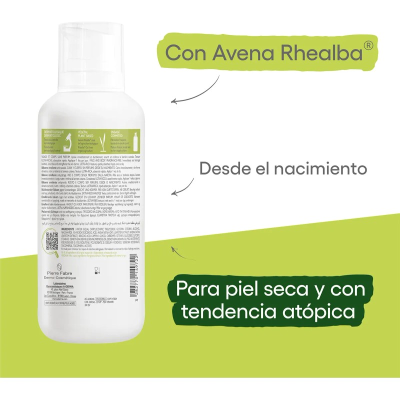 Bálsamo Emoliente Exomega A-Derma 400 ml Piel Seca Diaria
