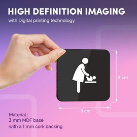 Destination Vinyl ltd Great Coasters (Set of 4) Square - Baby Changing Sign Office Cafe Drink Glossy Coasters/Tabletop Protection for Any Table Type #7840