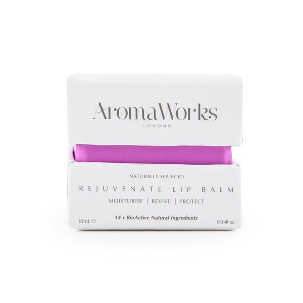 AromaWorks London Rejuvenate Lip Balm- Highly Moisturising Treatment For Lips- Rich In Antioxidant- Protects Against All Weather Conditions- Contains Jojoba Wax, Shea Butter And Castor Oil- 0.34 Oz
