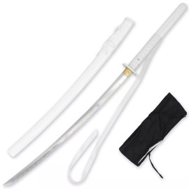 Armory replica Handmade White Anime Katana Replica 1065 High Carbon Steel Full Tang Sword