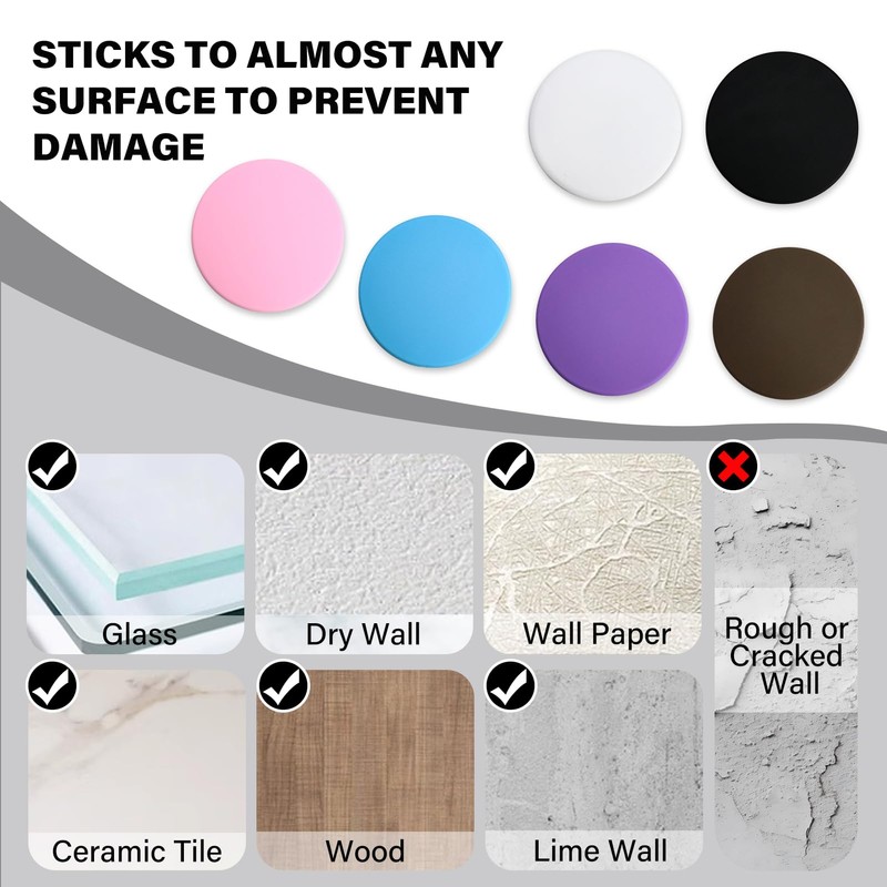 FAMLEAF 3.15" Large Wall Door Handle Stopper, 8PCS Pink Self