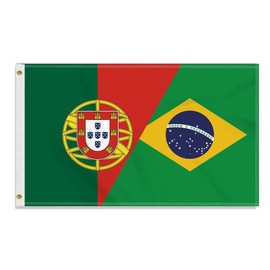 3×5 FT Portugal Brazil Friendship Flag, Large 150D Portuguese Brazilian Outdoor Banner,Double Side Printing Decor For Patio Garden With Brass Gromment