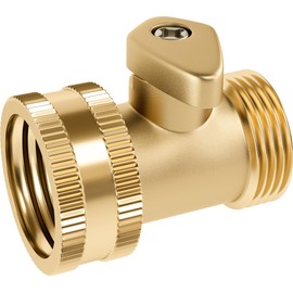 DBR Tech® Heavy Duty Brass Shut Off Valve, Garden Connector Attachment with Rubber Washers for Outdoor Lawn and Gardening Hoses, Leak Resistant Threading, 3/4 Inch, All Brass
