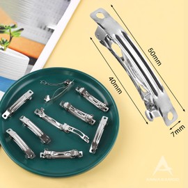 Pack of 50 6 cm French Hair Clips Hair Pin Blank Silver Metal French Hair Pin Press Stud Hair Clips Fasteners for Women Girls DIY Hair Accessories