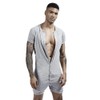 Gymskop Mens Onesie Henley Jumpsuit Adult Stretchy Silk Pajamas Lounge