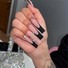 Goiern Press on Nails Long Rhinestone Pink Fake Nails Black