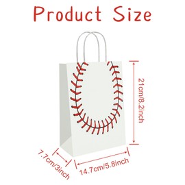 Baseball Gift Bags with Handles 12PCS, Sports Theme Baseball Party Favor Bags for Kids Adult Team - Goodie Candy Snack Treat Paper Bags for Birthday Party Baby Shower Sport Games Day Supplies