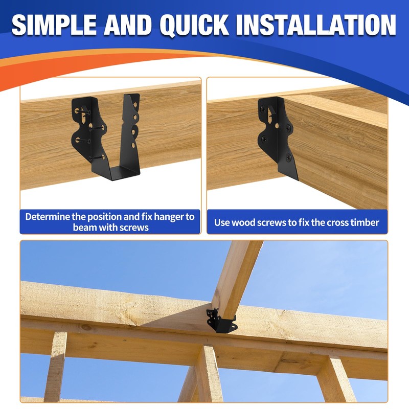 24PCS 2x4 Joist Hanger, Hurricane Ties,Black Powder Coating Joist Brackets