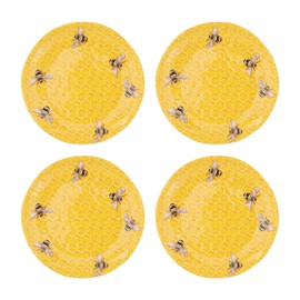 Supreme Housewares 4-Piece 6 Inch Melamine Dessert Plates Appetizer Dinner Plates Small Serving Plates Party Plates Round Plate for Dessert Snack Fruit Side Dishes (Beehive)