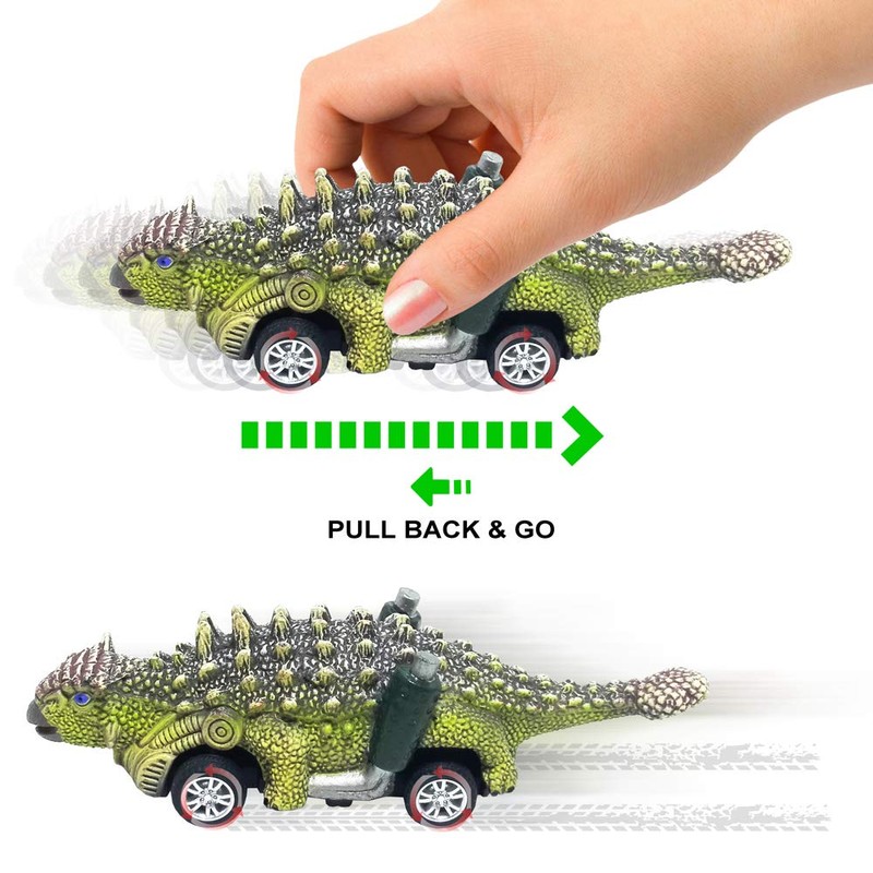 DINOBROS Dinosaur Toy Pull Back Cars,6 Pack Dino Toys for