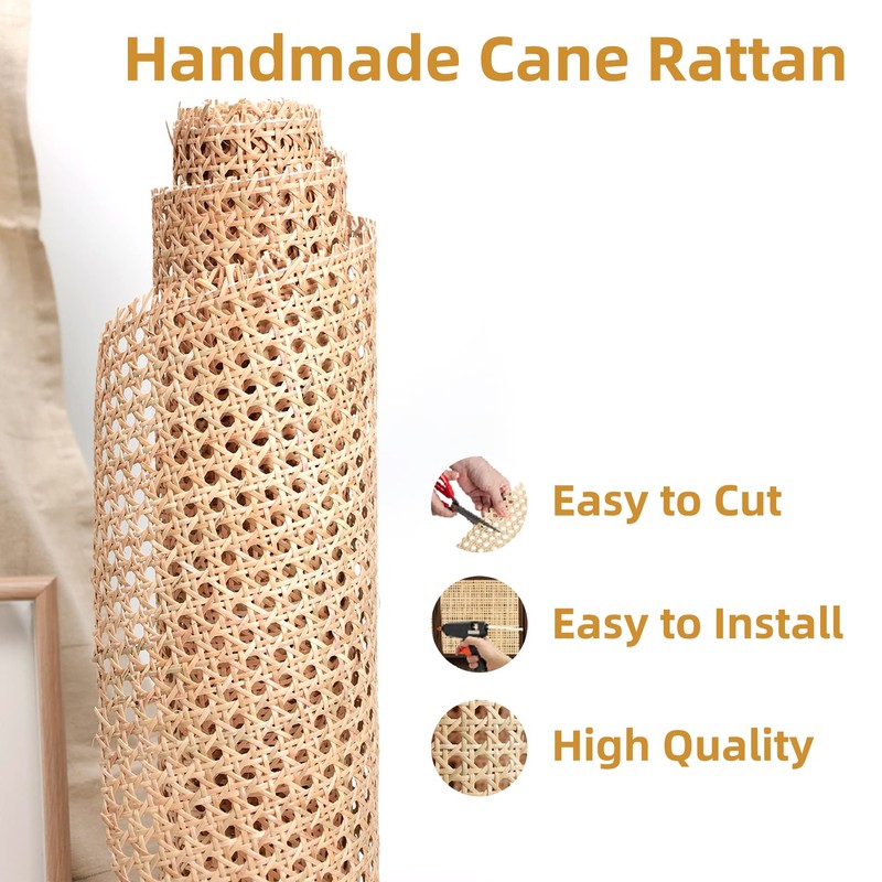18" Width Cane Webbing Rattan Webbing 3.3Ft Natural Rattan Caning