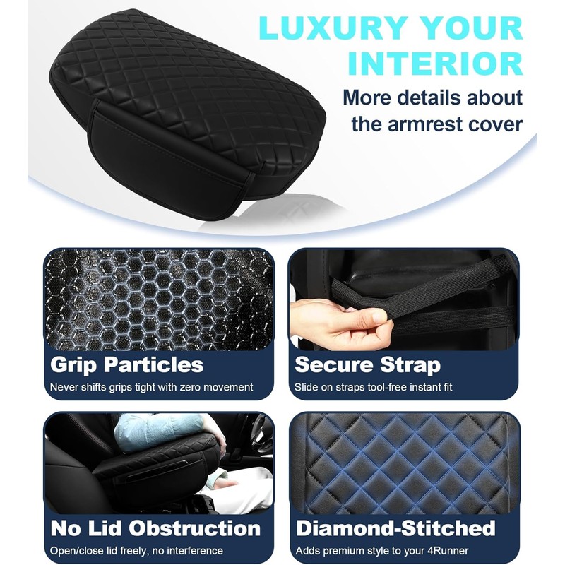 Armrest Cover for Toyota 4Runner Center Console Pad with Organizer
