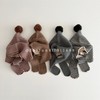 Kids' Knitted Balaclava Hat & Scarf with Cute Pointed Ears - lf2249 One Size / Striped Deep Beige 3ea
