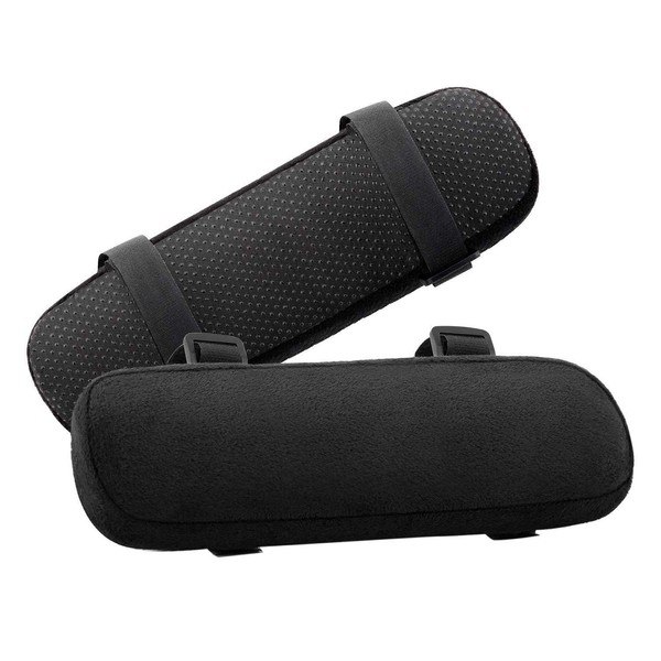 MOSISO Chair Armrest Pads (2 Pack), Memory Foam Home/Office Chair Arm Rest Covers Comfy Computer Gaming Chair Cushion Removable Washable Elbow Support Forearm Pressure Relief, Black