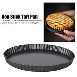 Fluted Tart Pan with Removable Bottom, Carbon Steel Round Tart Pan, Deep Baking Dish Pie Plate for Cakes Pies ([Thickened] 10-inch Live Bottom Pie Plate)