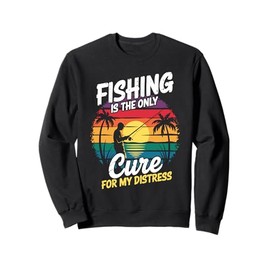 Retro Fishing Therapy Mental Health Stress Relief Fisherman Sweatshirt