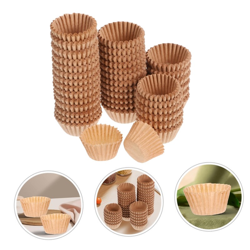 NOLITOY 1000pcs Mini Muffin Baking Cups Kraft Paper Cupcake Liners