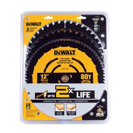 DEWALT Miter Saw Blade Combo Pack, 12” Blades, 40 Tooth & 60 Tooth, Fine Finish, Ultra Sharp Carbide (DWA112CMB)