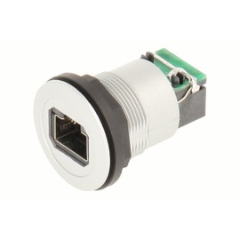 Club 23.001.538 RJ45 Female with Back and Front, 1 x RJ45 Socket with Shade, 1 x RJ45 Socket with Umbrella, Silver