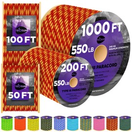 TECEUM - Cuerda de nailon de llama de fuego, 200 pies - 4 mm, cuerda resistente, cuerda para tienda de campaña, cuerda de sintonización al aire última intervensión, equipo y equipo de camping,