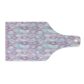 Ambesonne Pale Pink Cutting Board, Abstract Bubble Spheres with Color Details Modern and Vibrant, Decorative Tempered Glass Cutting and Serving Board, Wine Bottle Shape, Pale Pink Pale Blue Violet