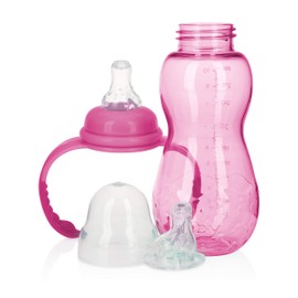 Nuby Non-Drip 3-Stage Bottle, 11 Ounce (Pink)