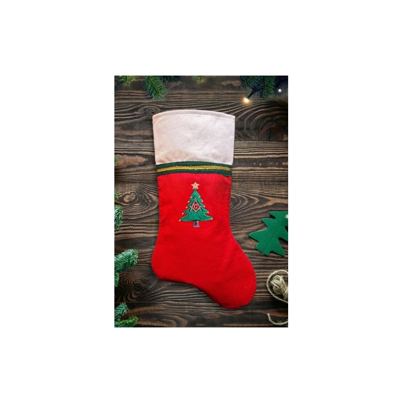 The Masonic Exchange Square and Compass Tree Embroidered Christmas Stocking