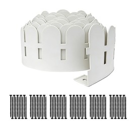 Landscape Edging 20FT,5.5IN High Landscape Edging,Garden Edging Border with 30Spikes, Flexible Plastic for Flower Beds, Lawn, Yard & Pathway–Durable Garden Edging Kit(White)