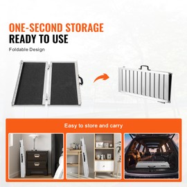 Happybuy Portable Wheelchair Ramp, 2 ft, 800 lbs Capacity, Non-Slip Aluminum Folding Mobility Scooter Ramp, Foldable Wheelchair Ramp for Home, Stairs, Doorways, Curbs, Handicap Access